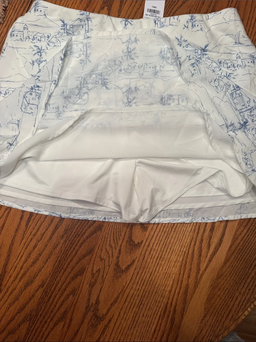 Abercrombie & Fitch White Mini Skirt with Blue Coastal Print
